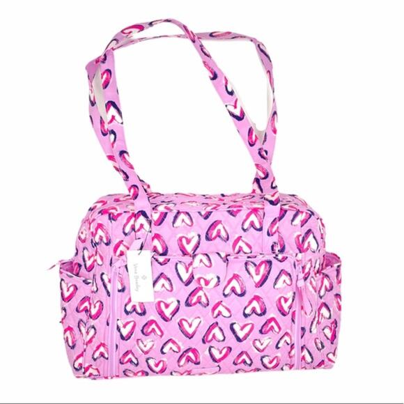 Vera Bradley Baby Diaper Bag Hearts Iced Pink Purple - Picture 9 of 9